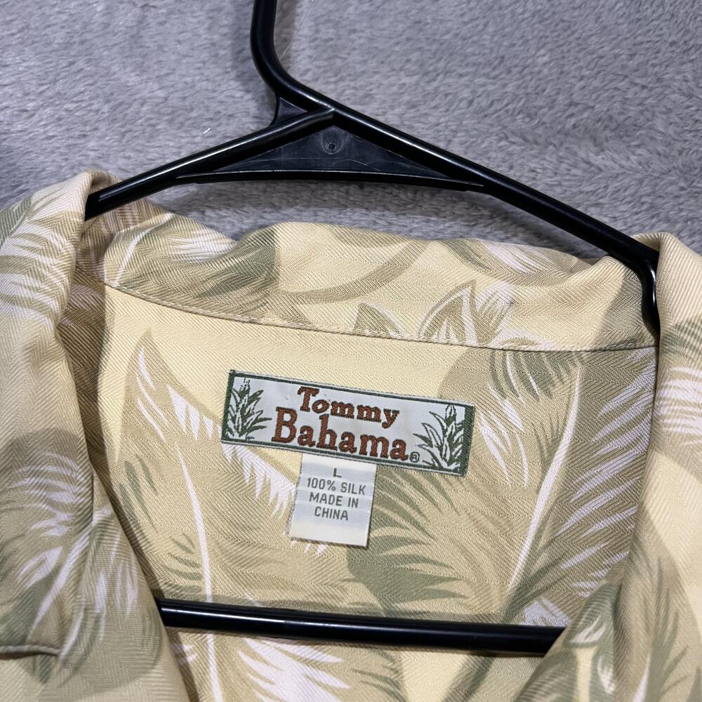Tommy Bahama Shirt Mens Large Yellow Green Floral Silk Camp Hawaiian Pocket - Picture 5 of 7